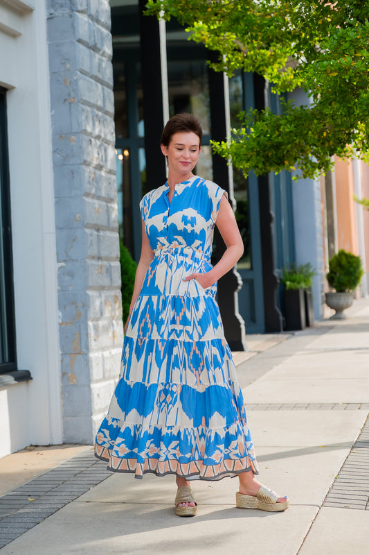 Zora Geometric Print Maxi Dress