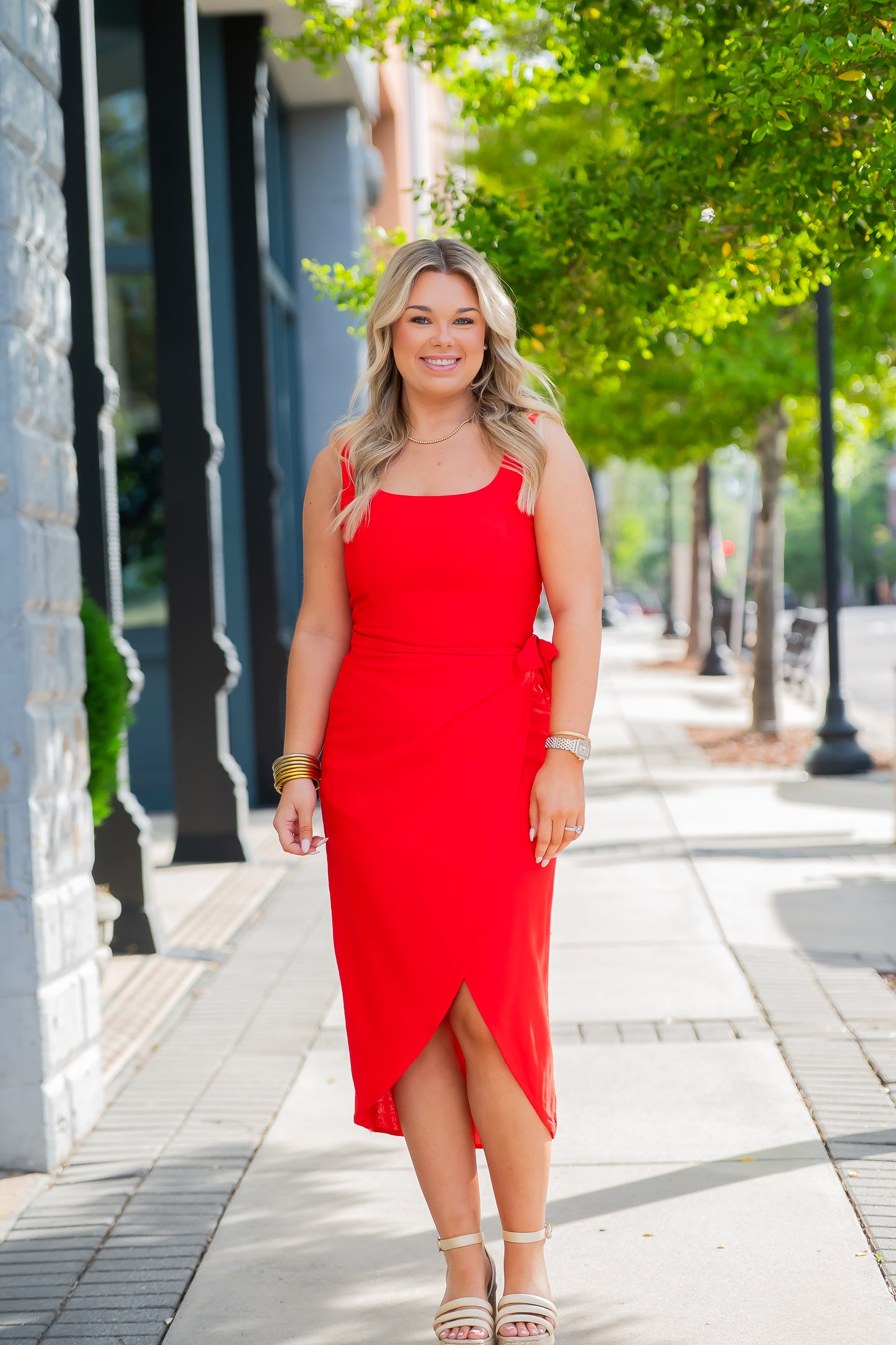 Chelsea Tulip Hem Wrap Dress