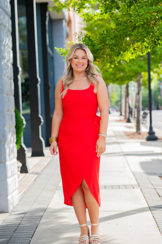 Chelsea Tulip Hem Wrap Dress
