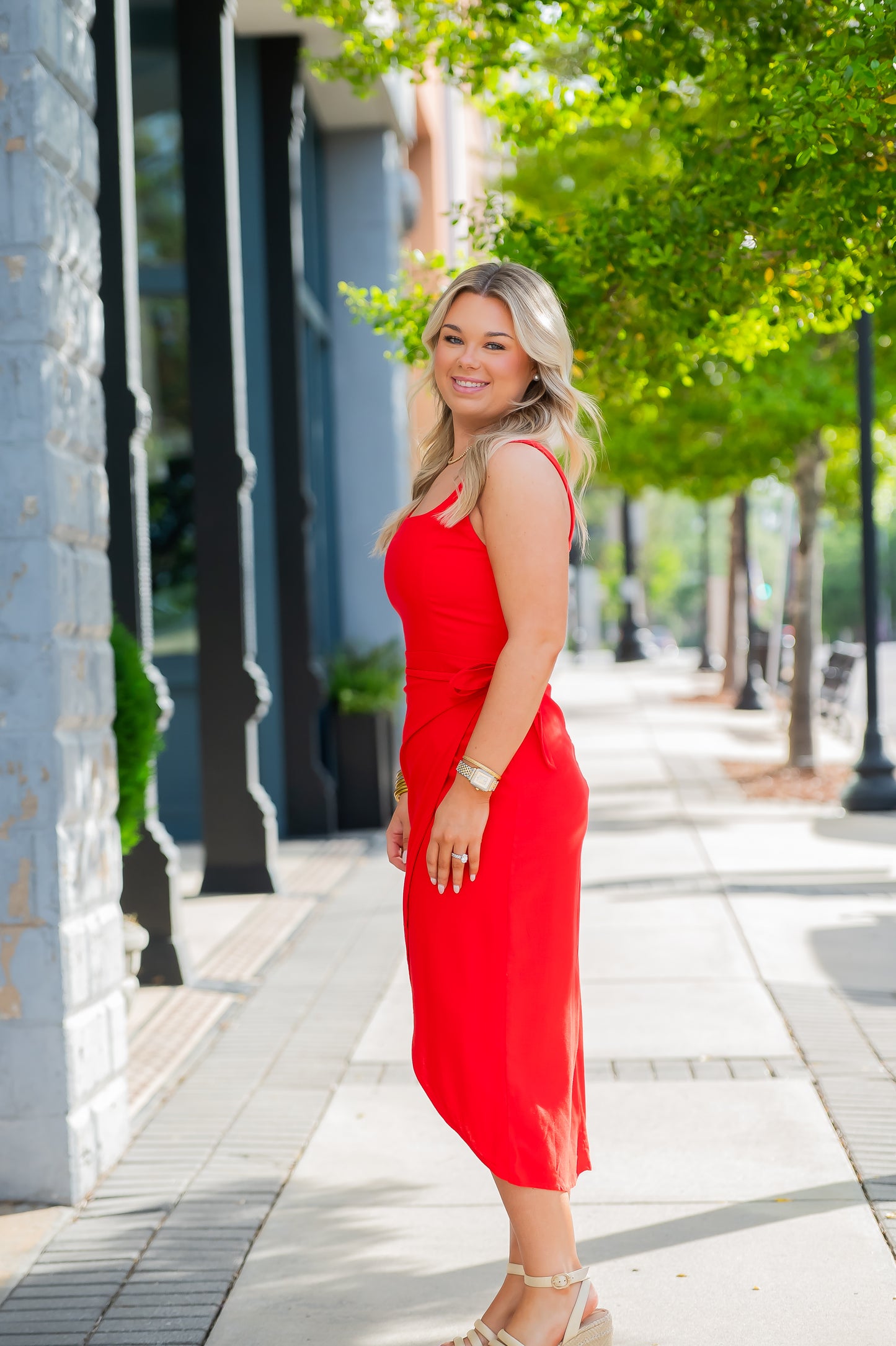 Chelsea Tulip Hem Wrap Dress