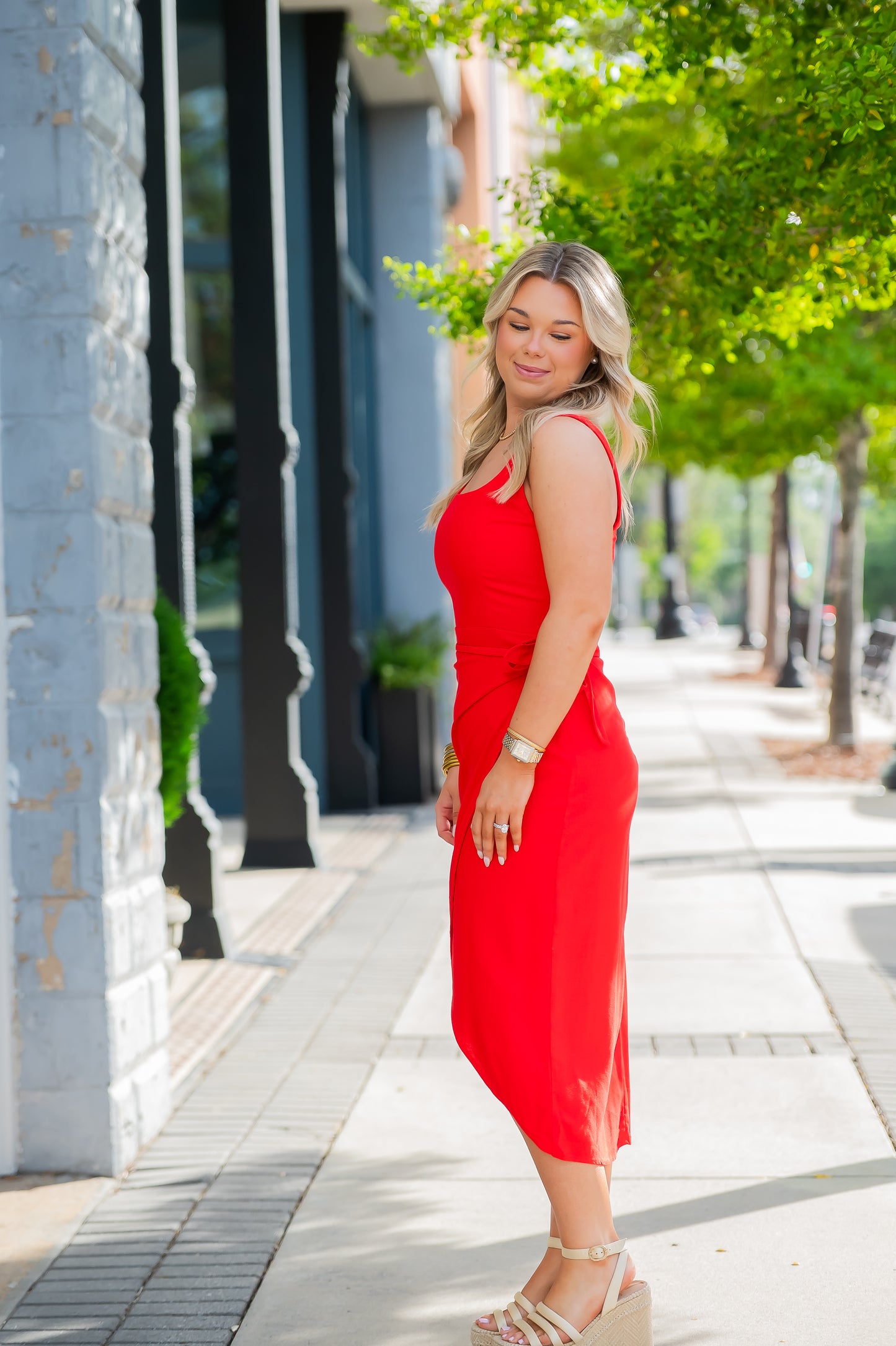 Chelsea Tulip Hem Wrap Dress