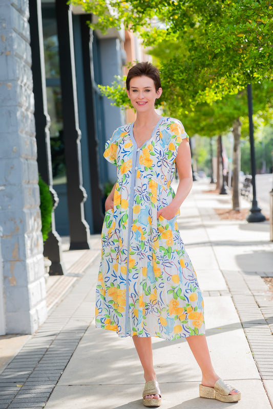 Miami Short Sleeve Lemon Detail Dress