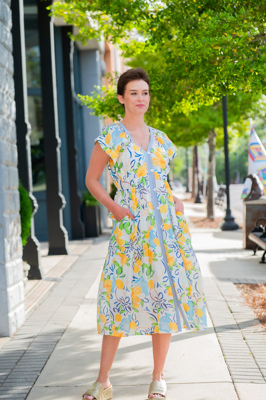 Miami Short Sleeve Lemon Detail Dress