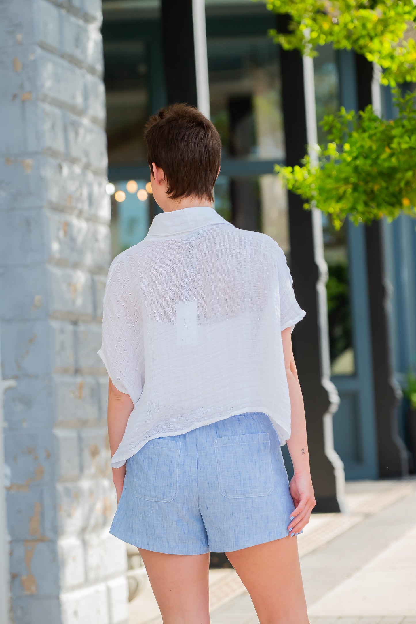 Summit Cowl Neck Top-White