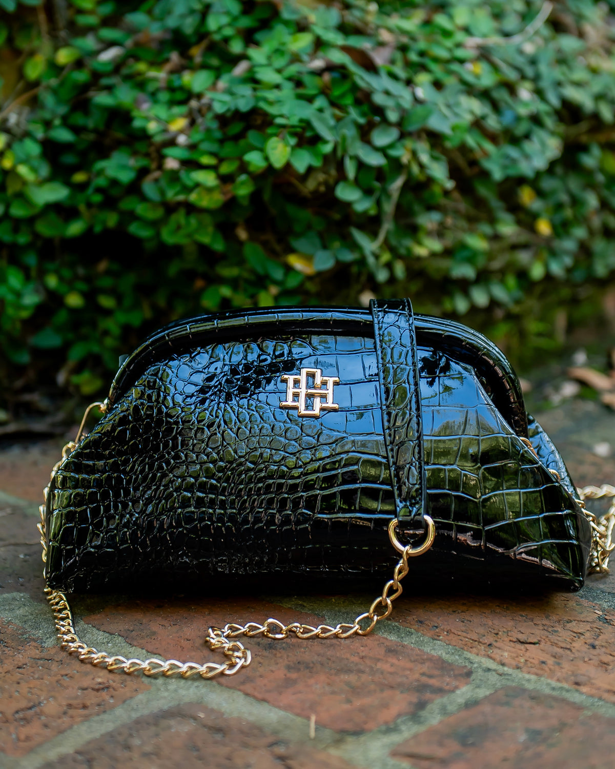 Lennox Folding Clutch Black Patent EC