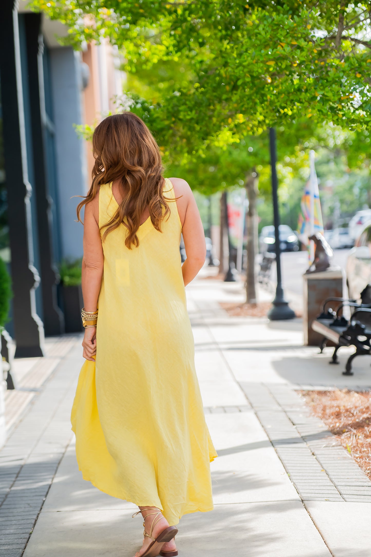 Mallorca V-Back Linen Dress - Sunshine