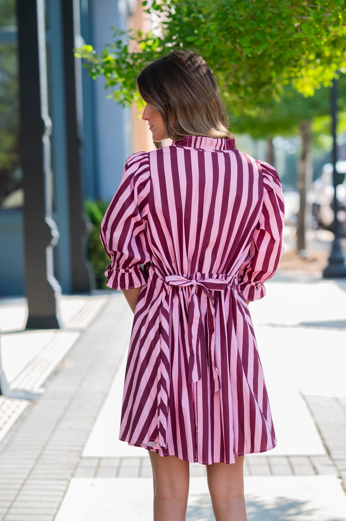 Remi Stripe Short Dress-Pink