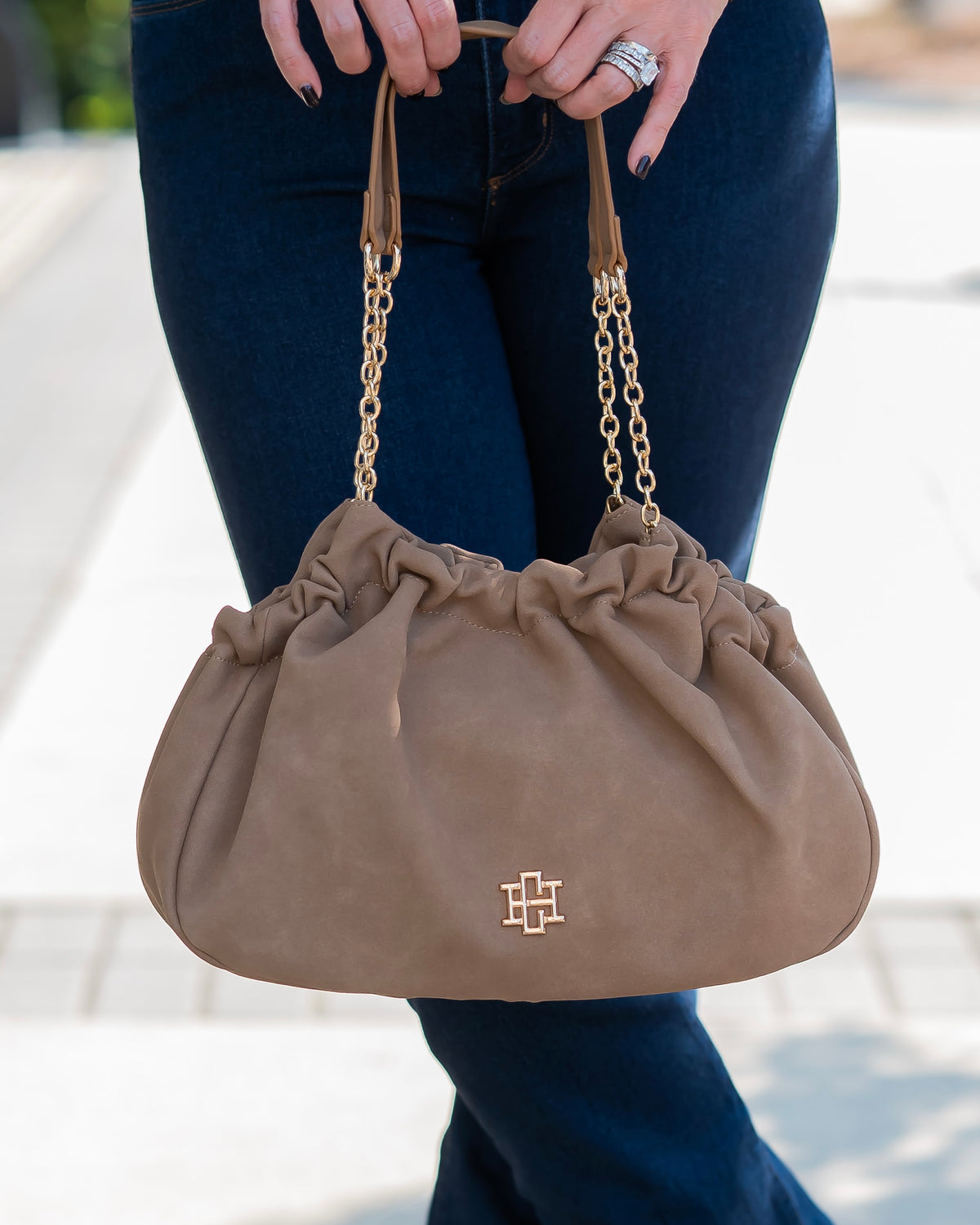 Whitley Gathered Bag Latte S
