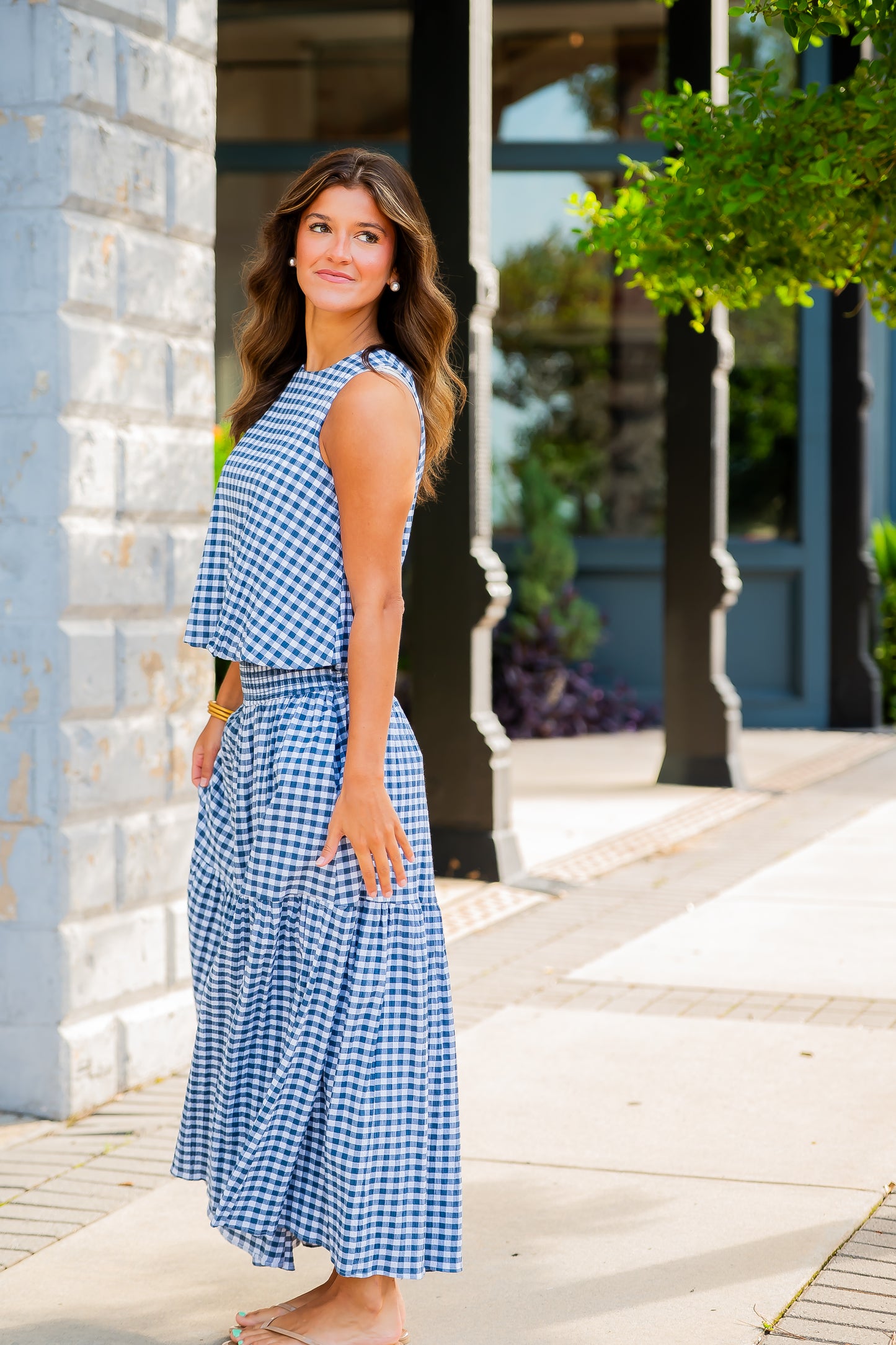 Annie Navy Gingham Skirt