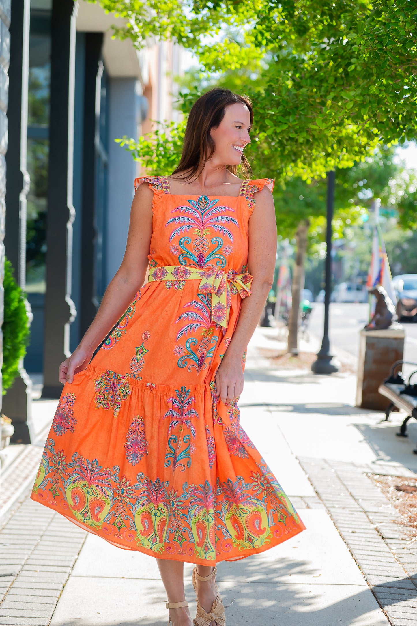 Elsie Apricot Dress