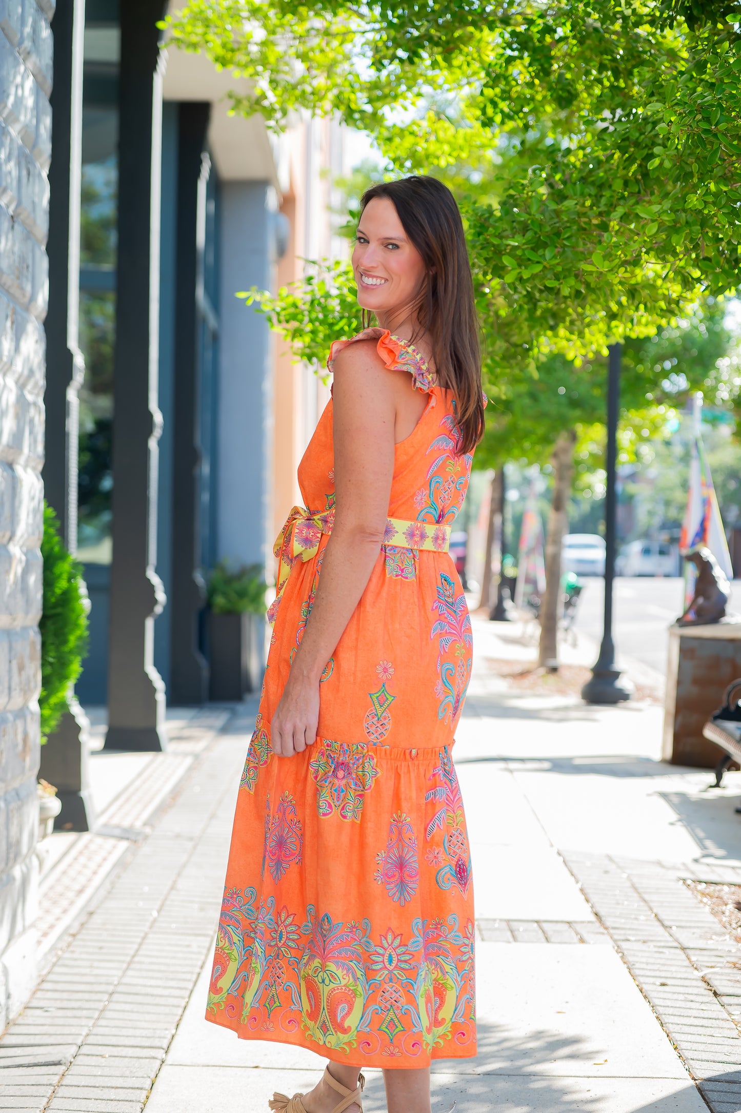 Elsie Apricot Dress