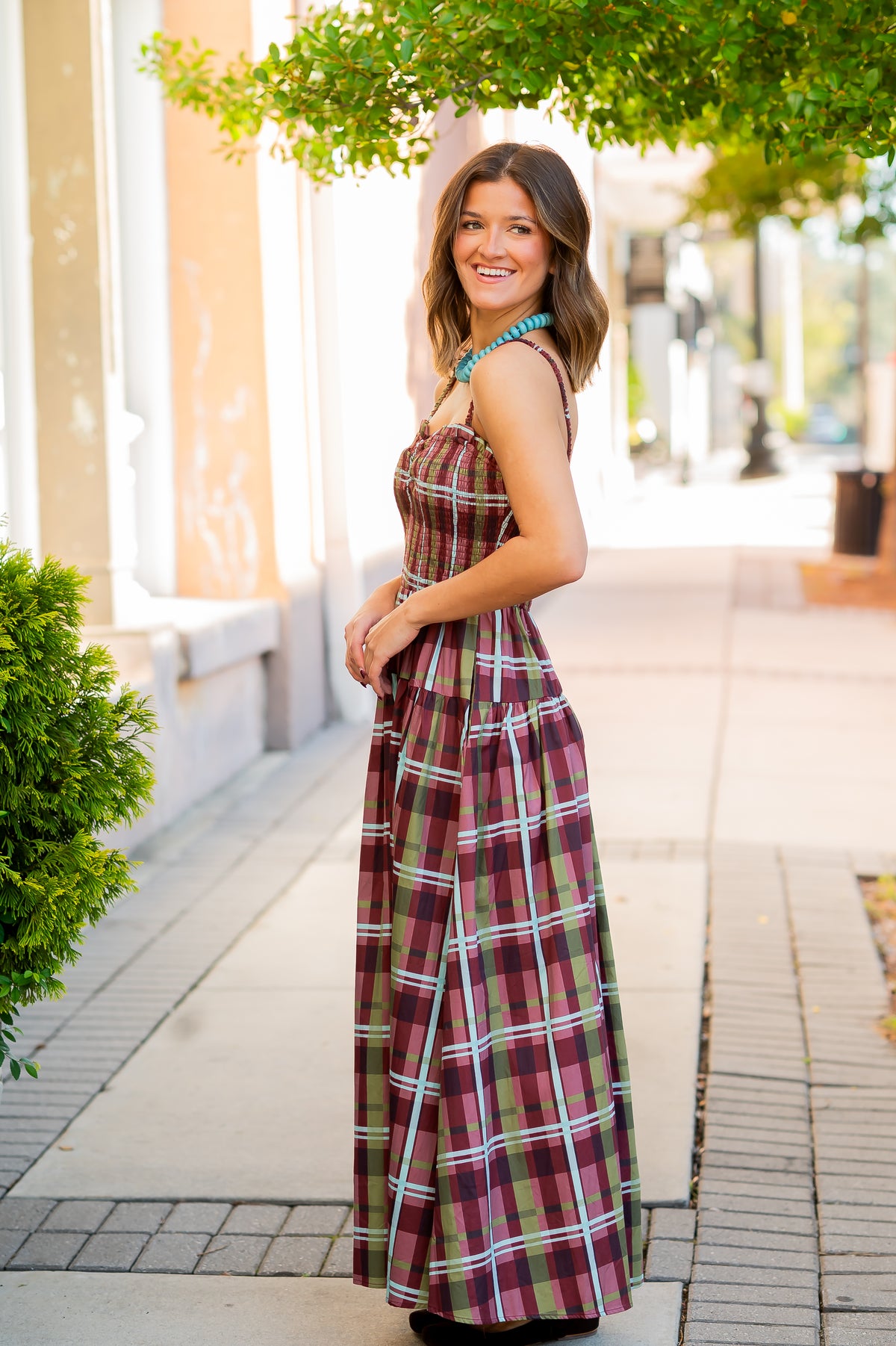 Hayes Plaid Tiered Dress