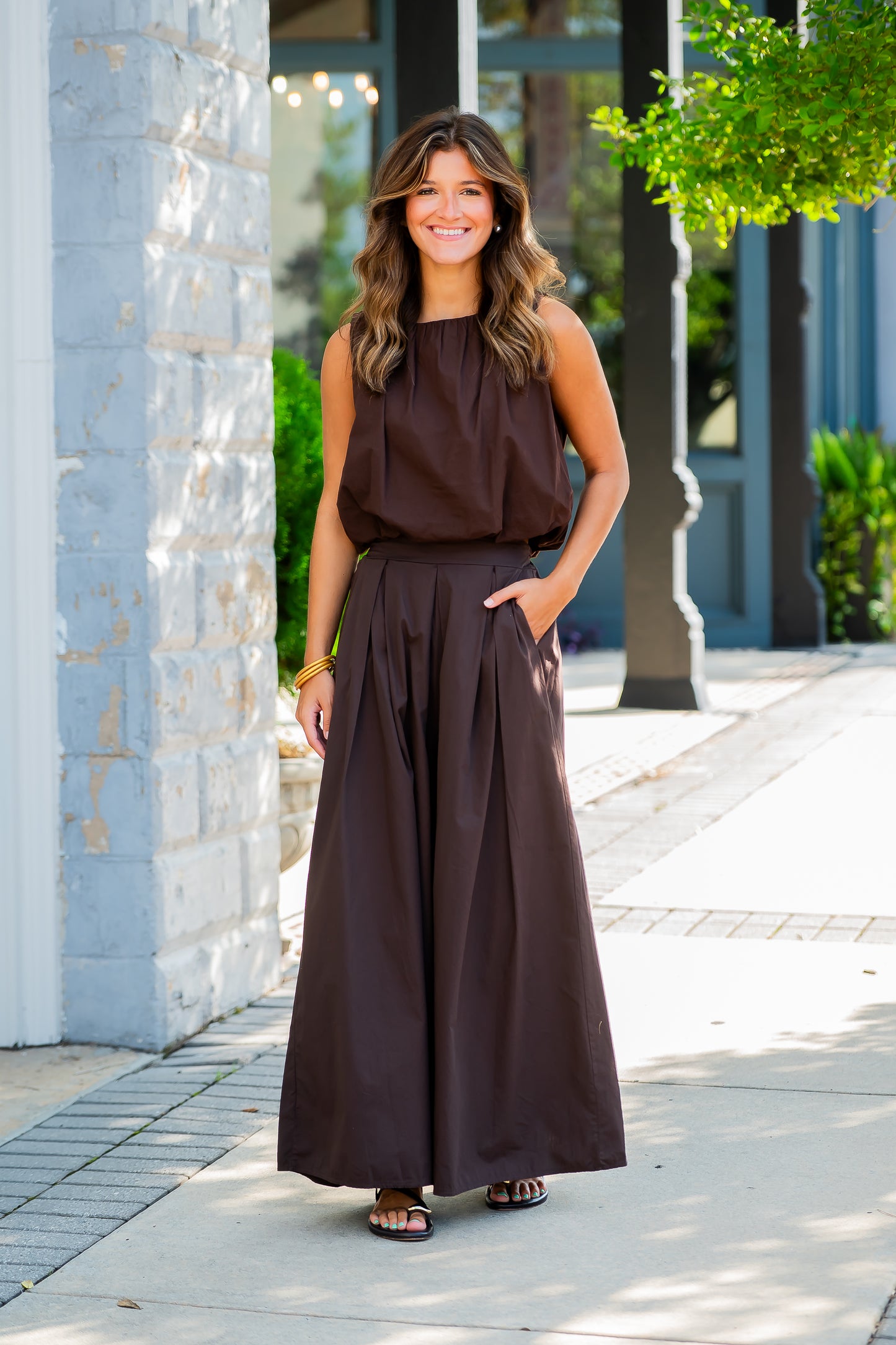 Kokomo Cotton Bubble Top-Chocolate