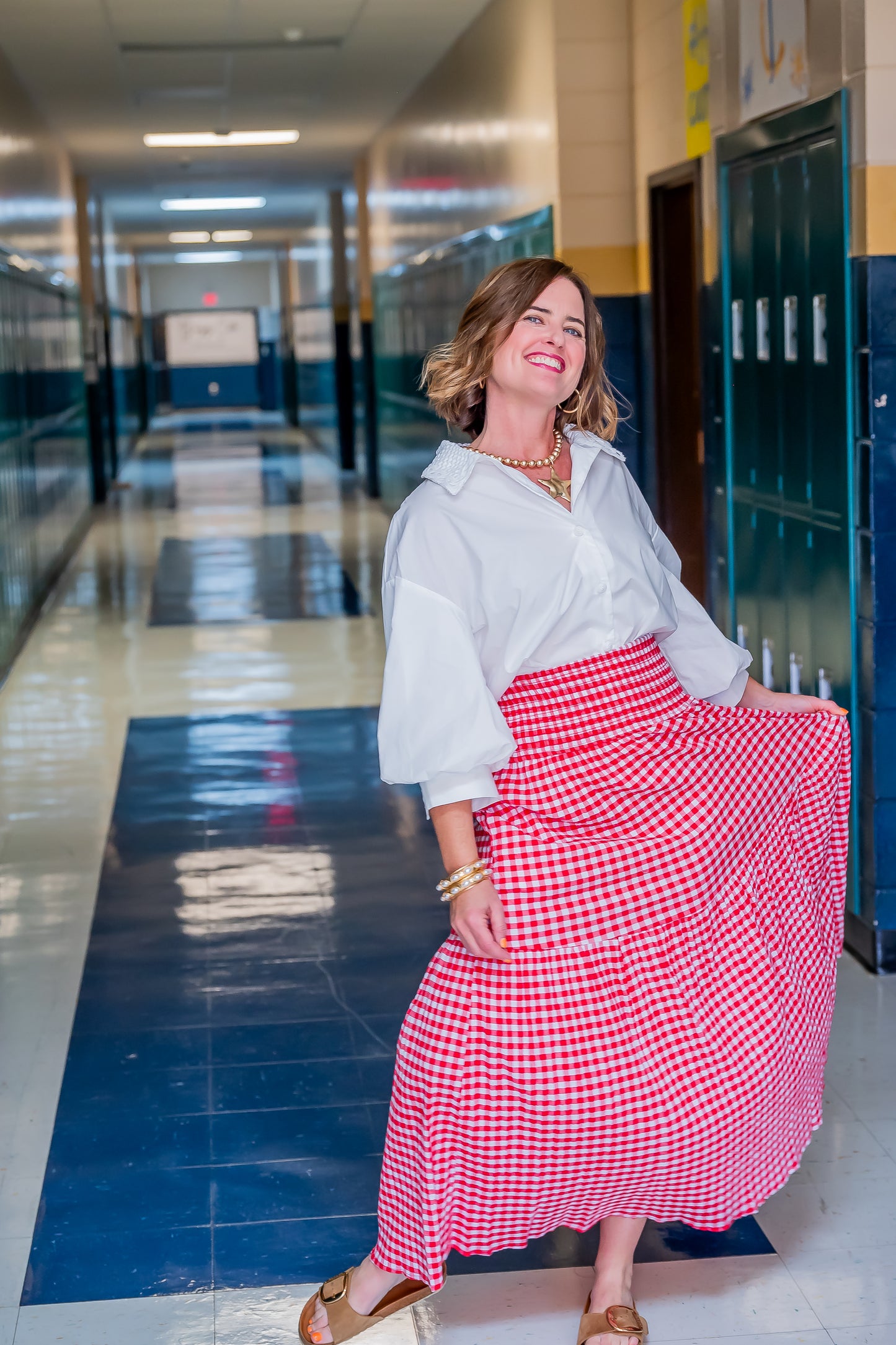 Annie Red Gingham Skirt