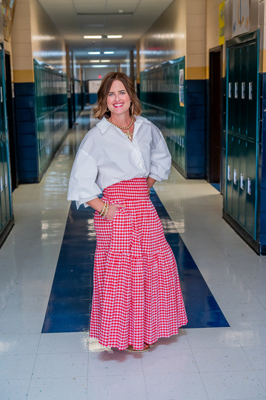 Annie Red Gingham Skirt