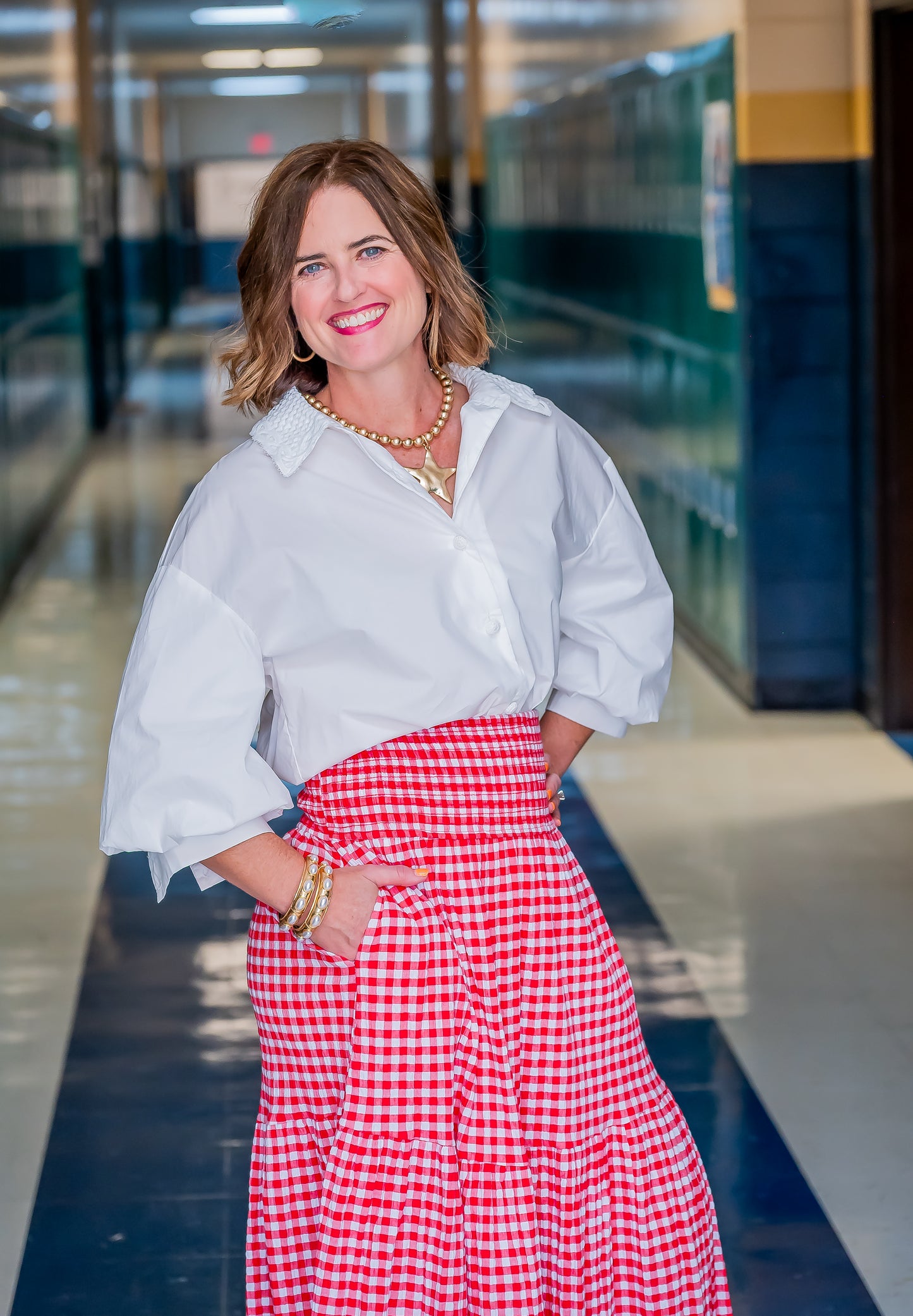 Annie Red Gingham Skirt