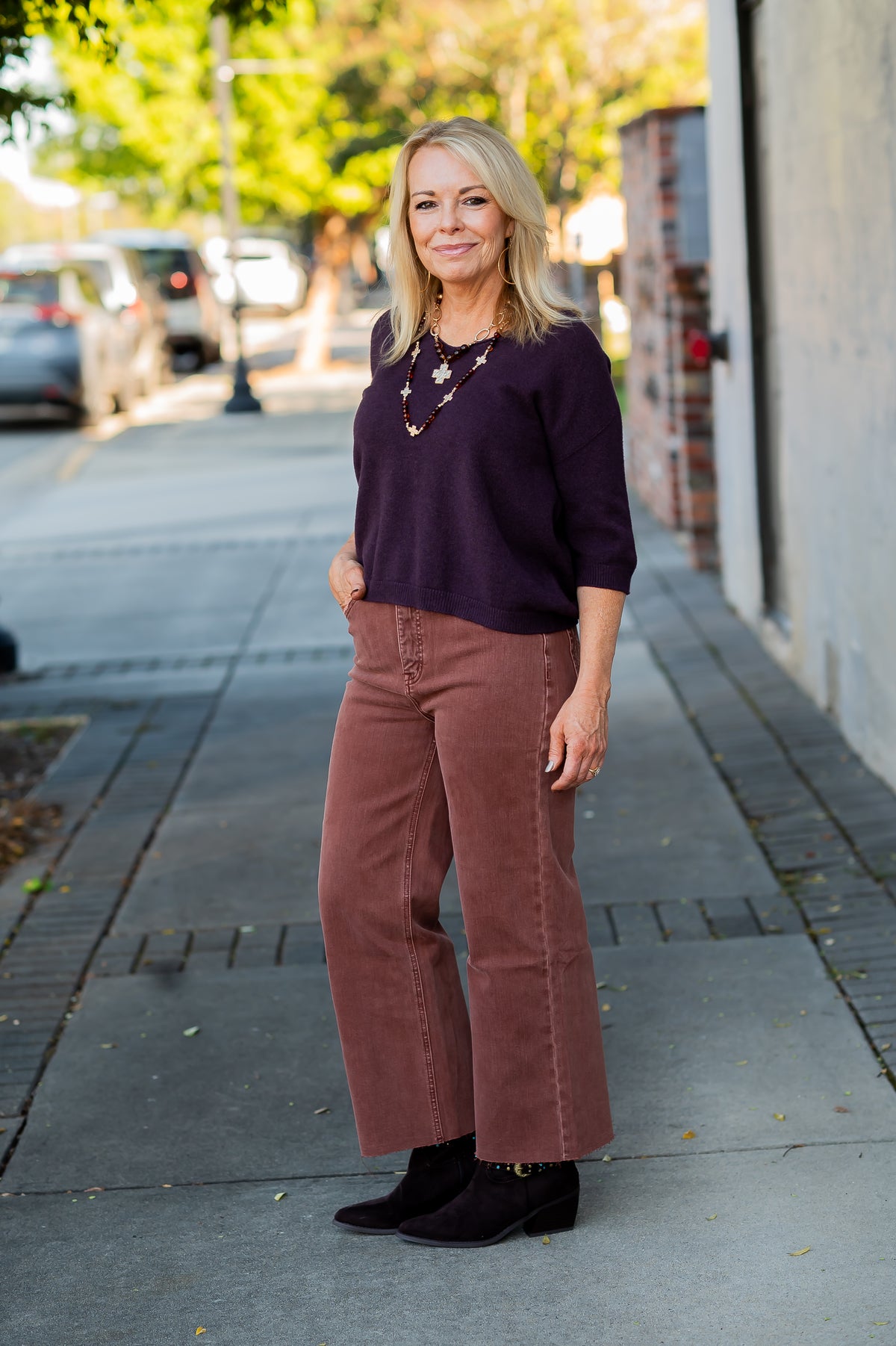 Dawson SS Sweater-Eggplant
