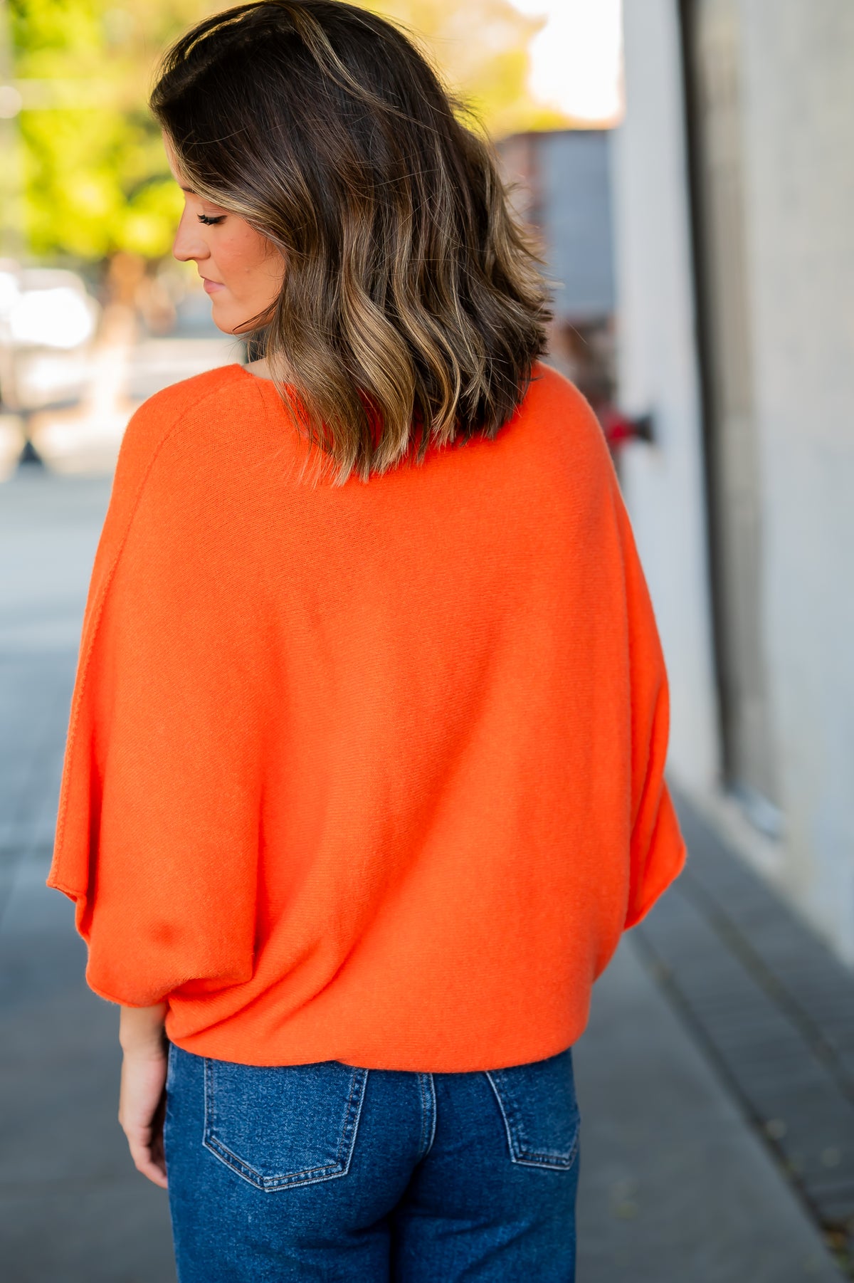 Charlotte Dolman Sleeve Sweater-Orange