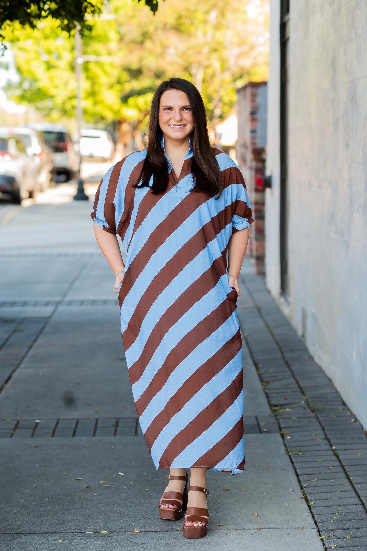 Elsa Striped Dress-Lt. Blue