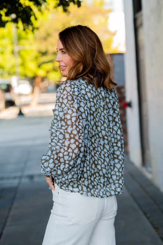 Kit Blue Leopard Top