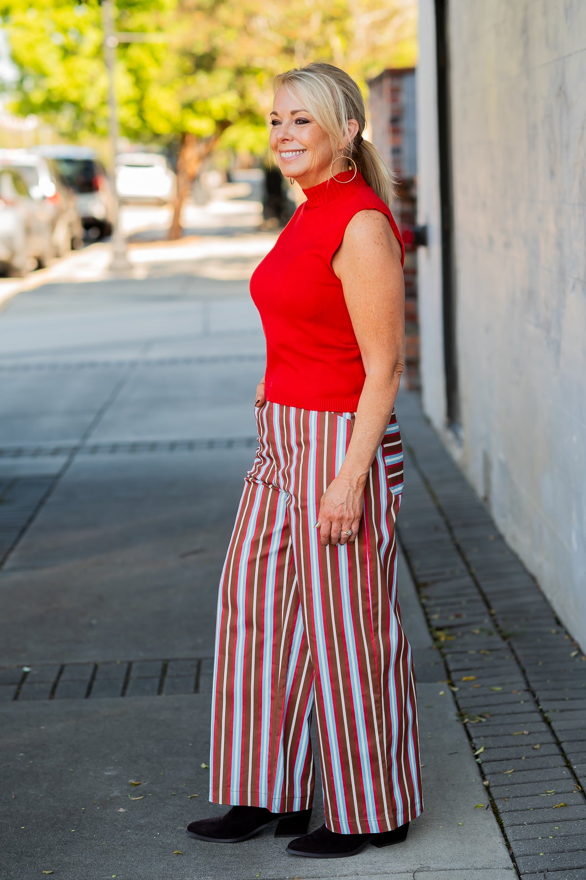Preston Slvs Knit Top-Red