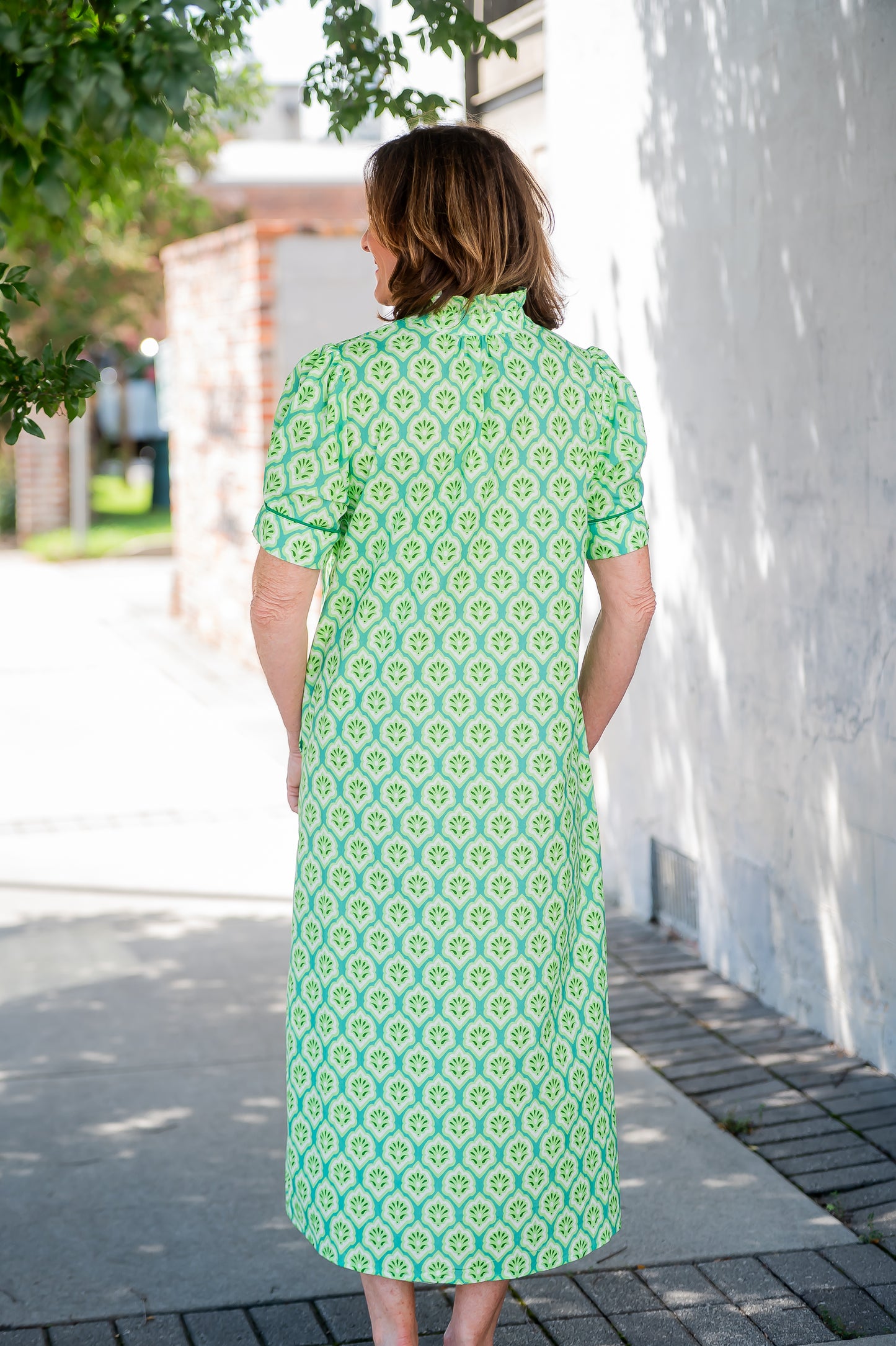 Lara Button Down Dress-Green