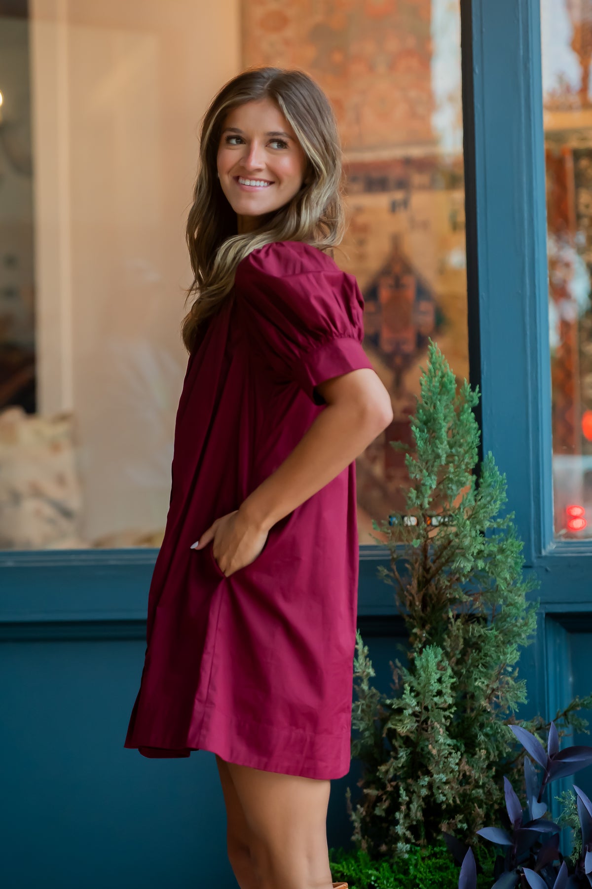 Rorabeth Burgundy Dress
