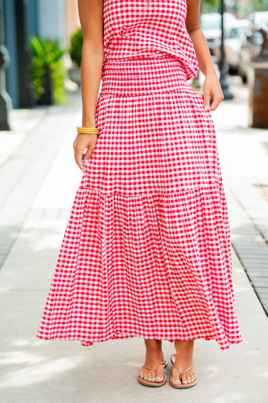 Annie Red Gingham Skirt