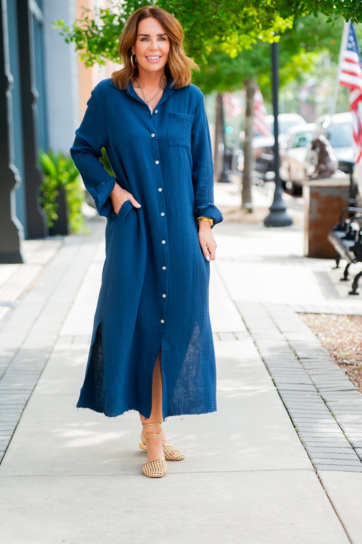 Kaia Shirt Dress-Navy