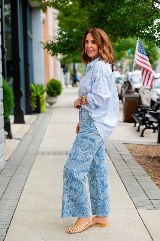 Anna Floral Eyelet Denim