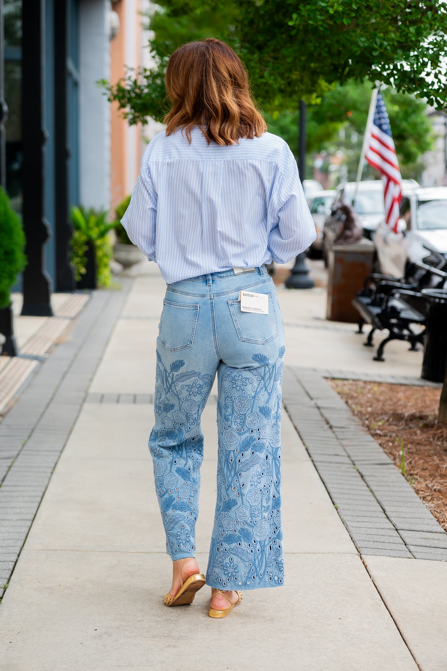 Anna Floral Eyelet Denim