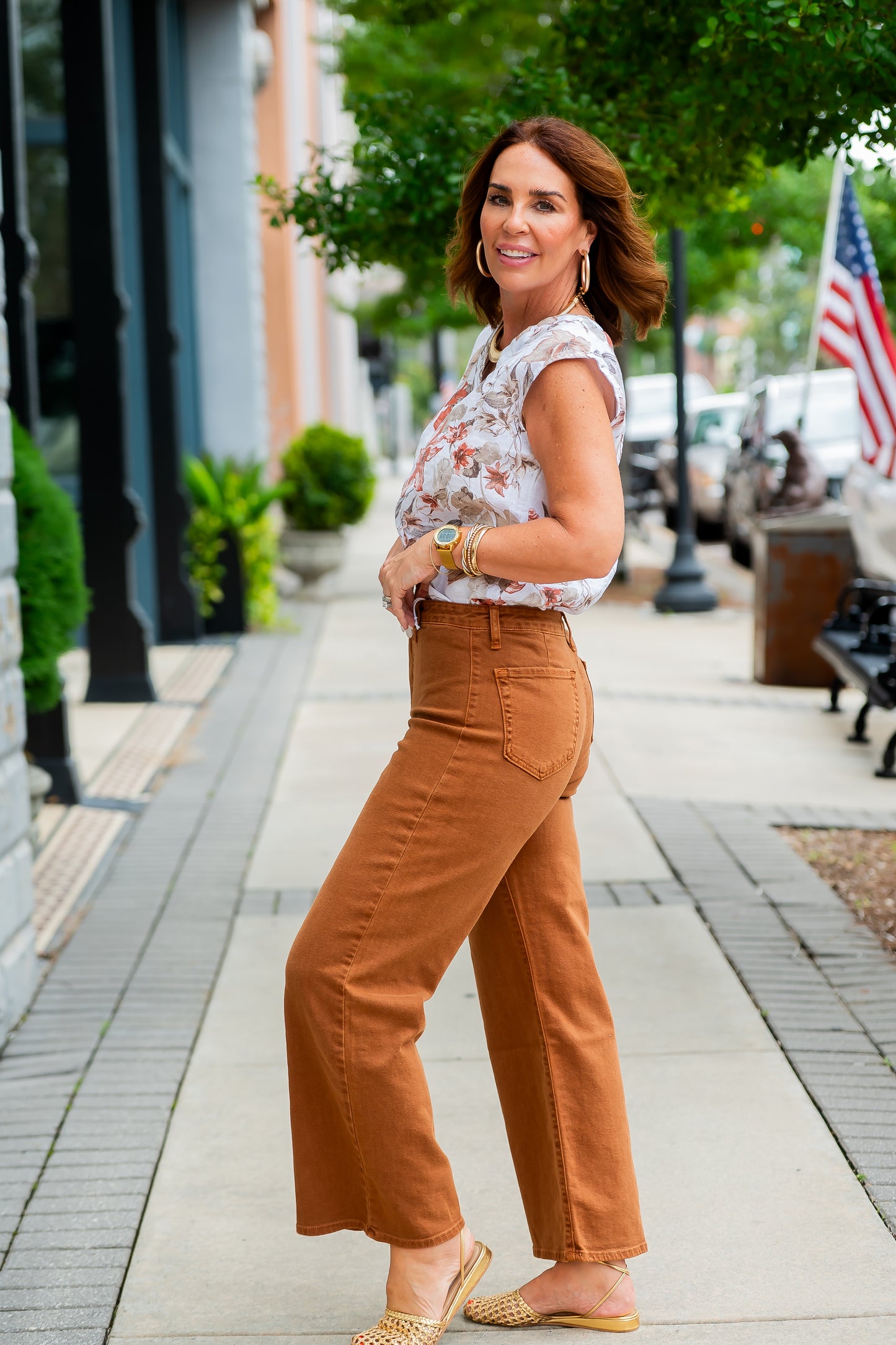 Gia Trouser Wide Leg-Rust