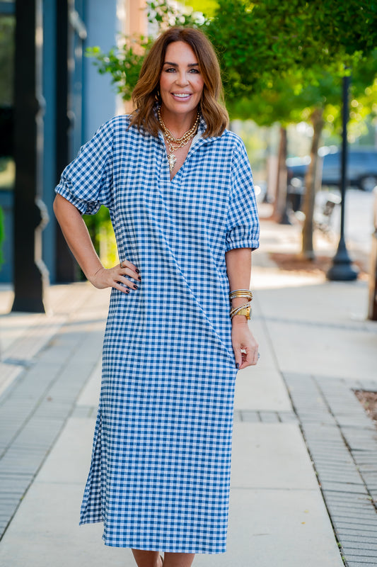 Annie Navy Gingham Dress