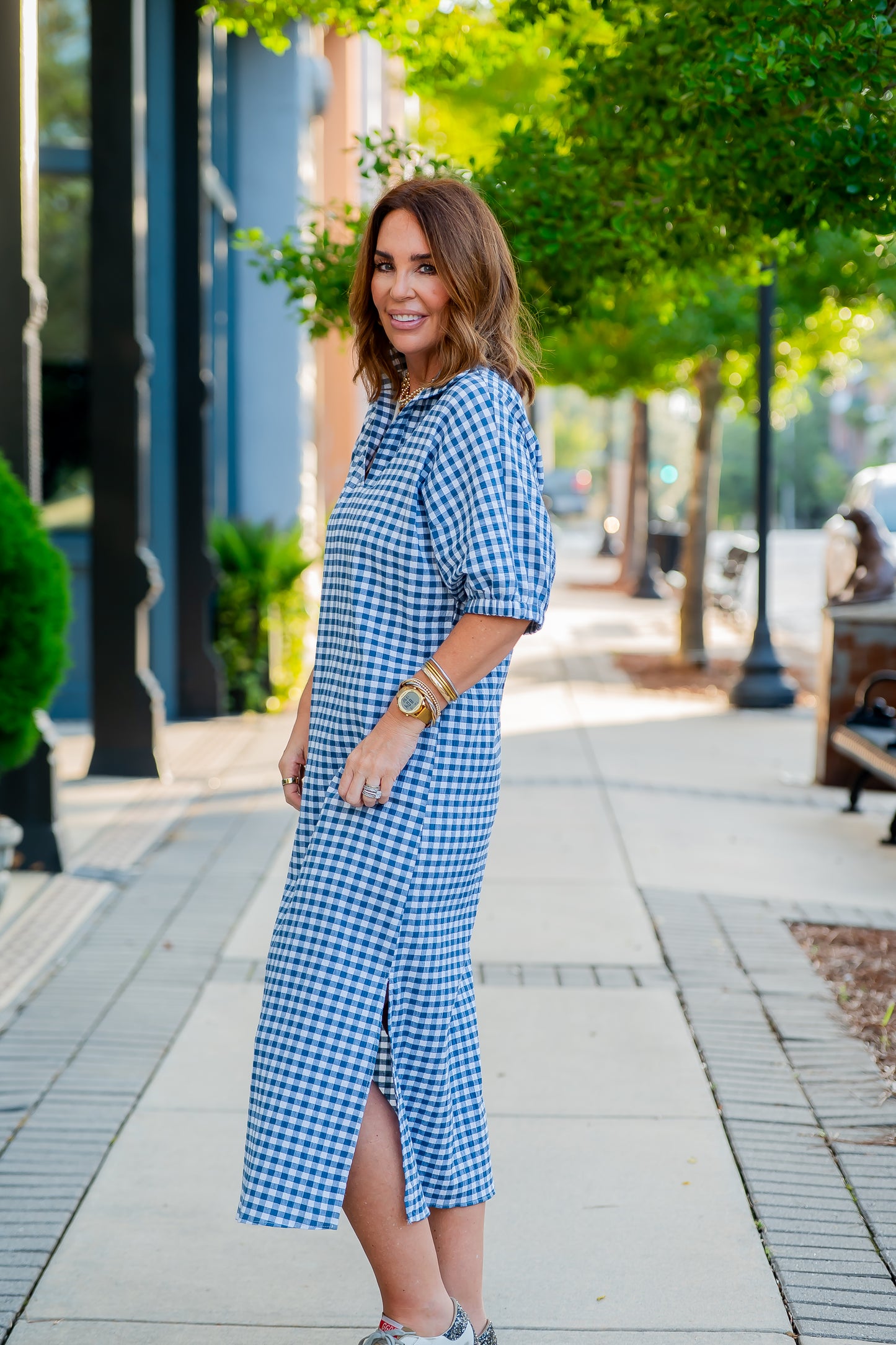 Annie Navy Gingham Dress