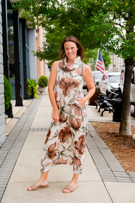 Cannes Linen Dress-Camellia