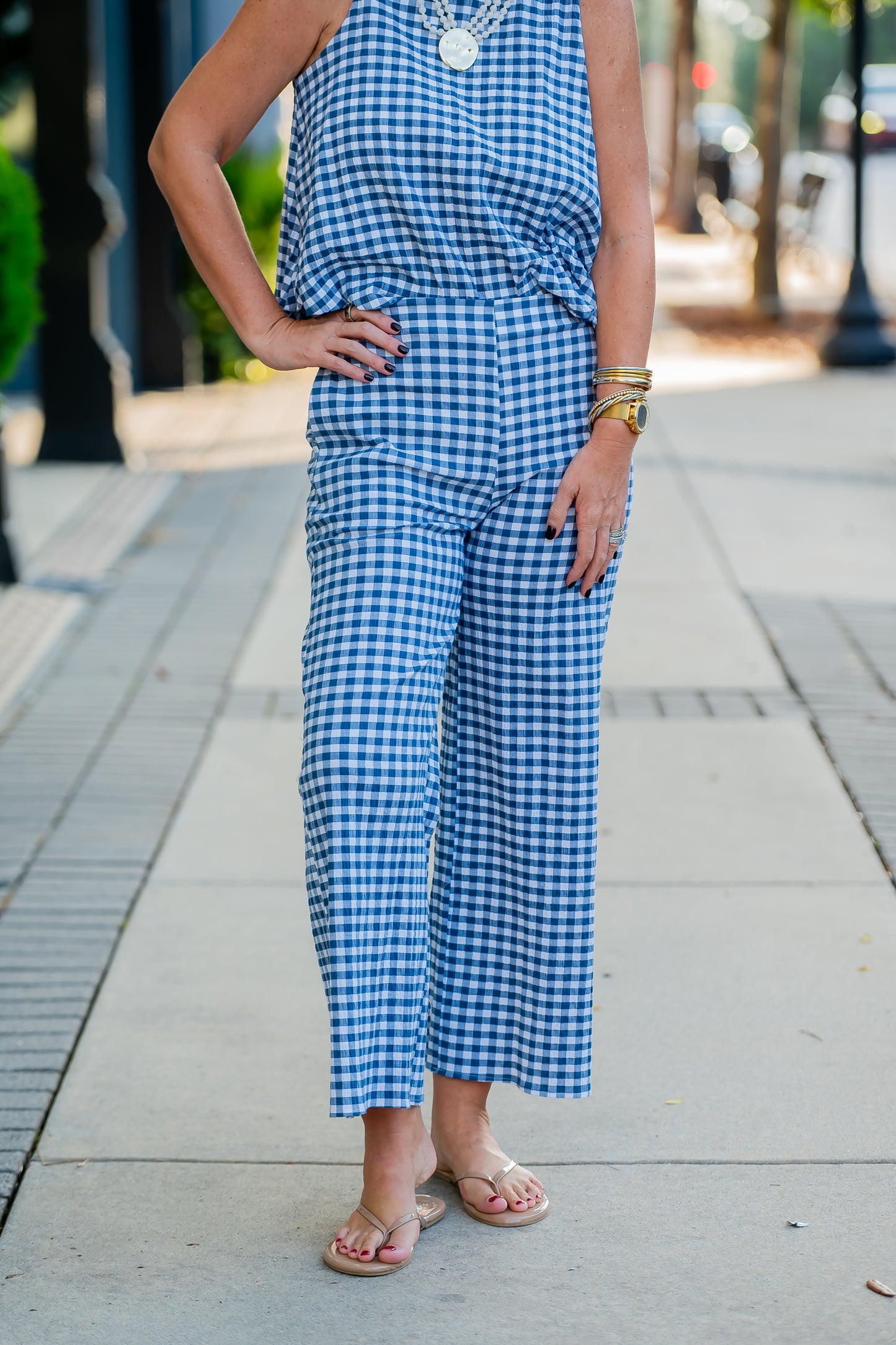 Annie Navy Gingham Pants