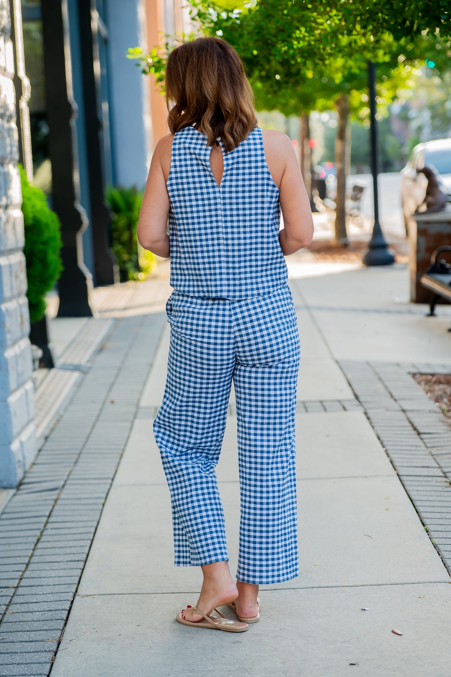 Annie Navy Gingham Pants
