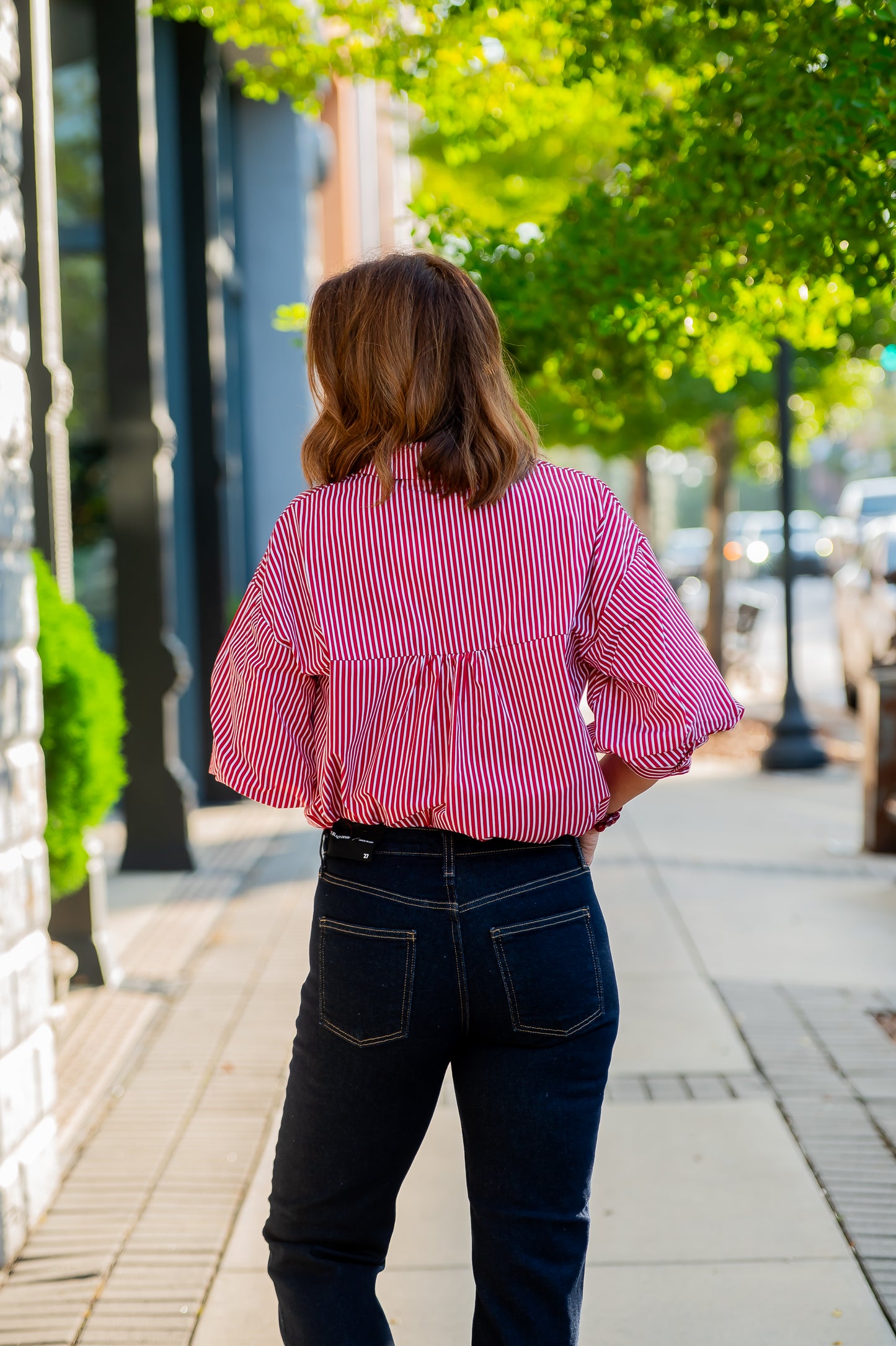 Evie Striped Top-Burgundy