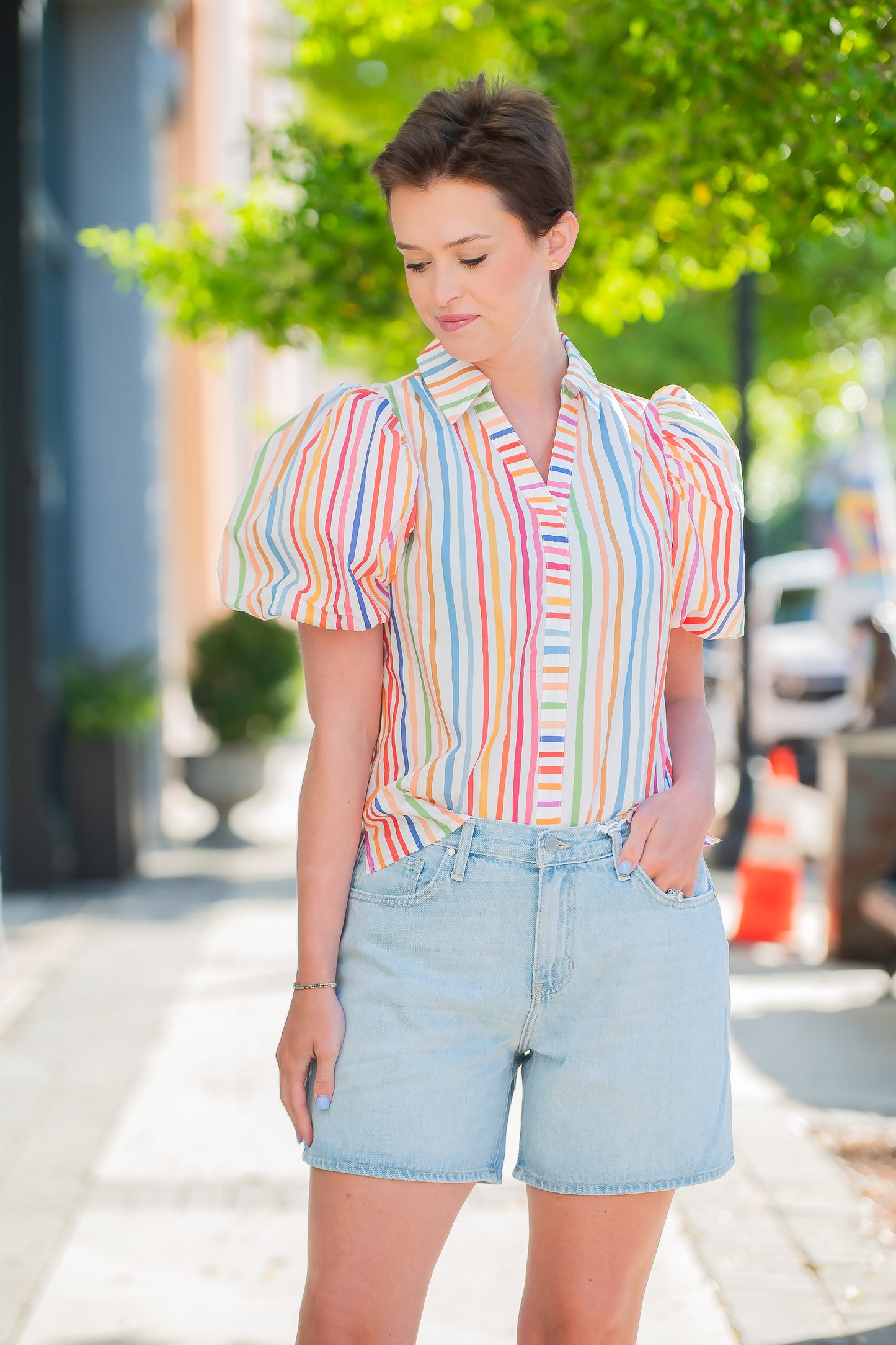 Lightweight Shorts-Light Denim
