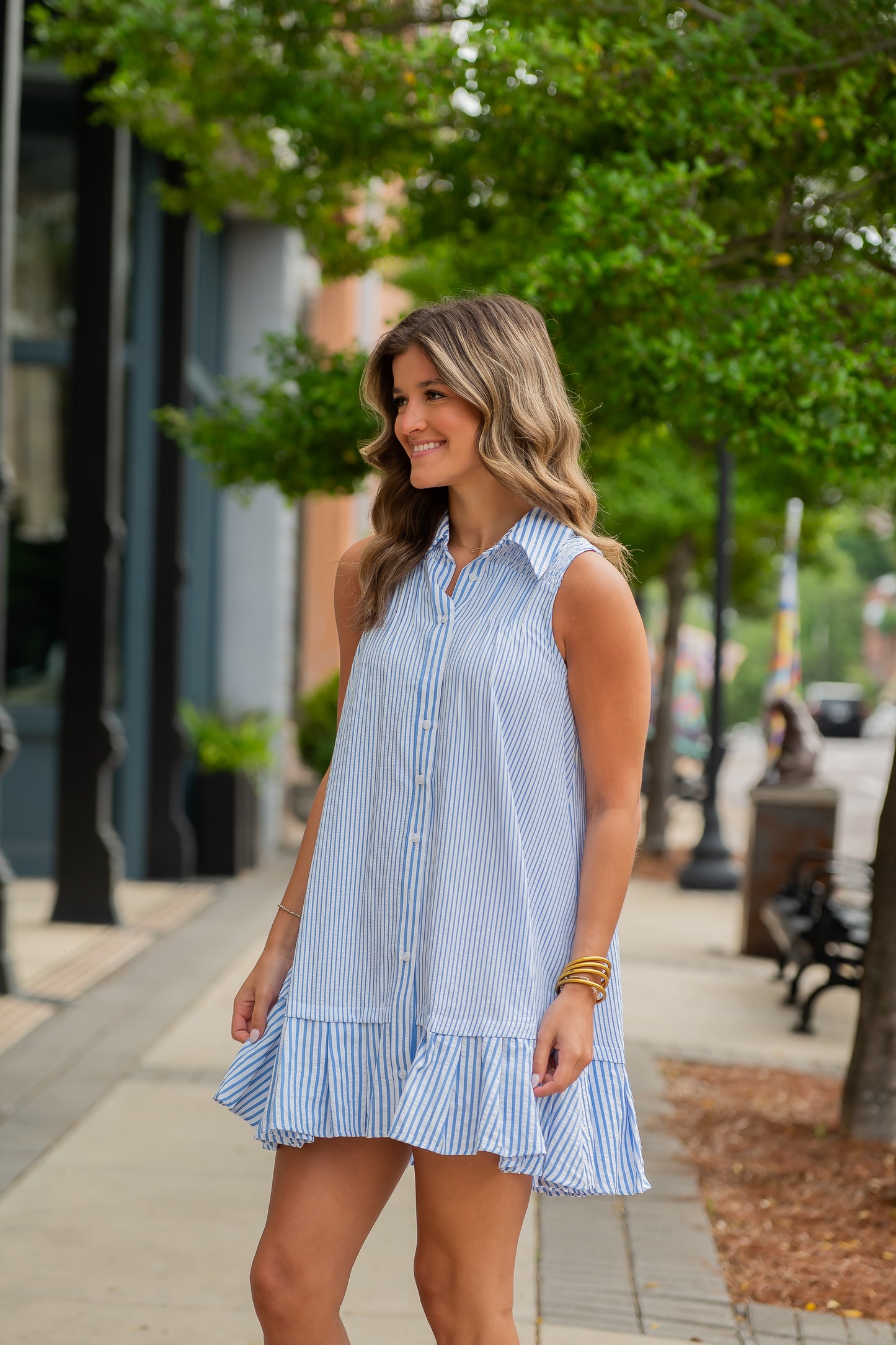 Payson Striped Sleeveless Shirt Dress