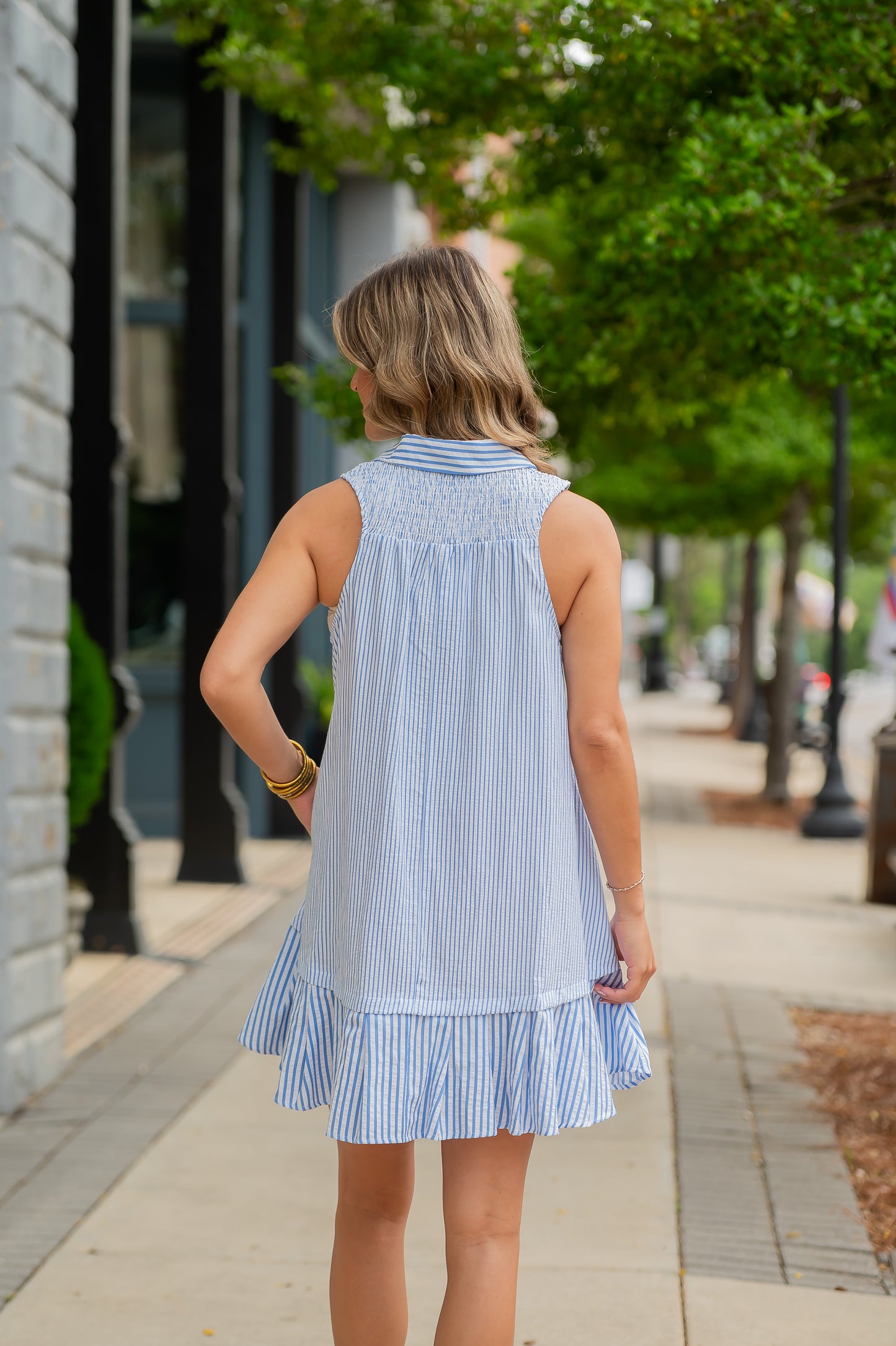 Payson Striped Sleeveless Shirt Dress