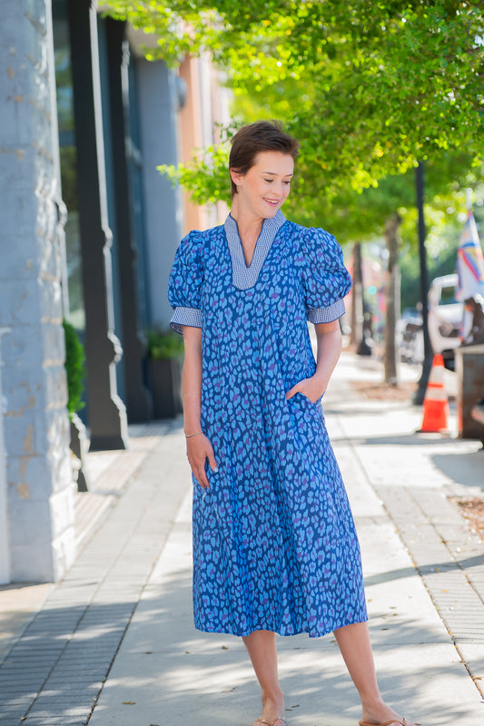 Lulu Blue Leopard Dress