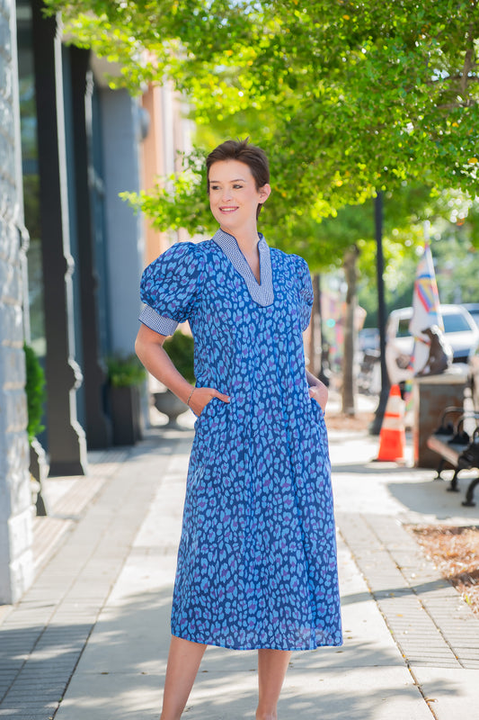 Lulu Blue Leopard Dress