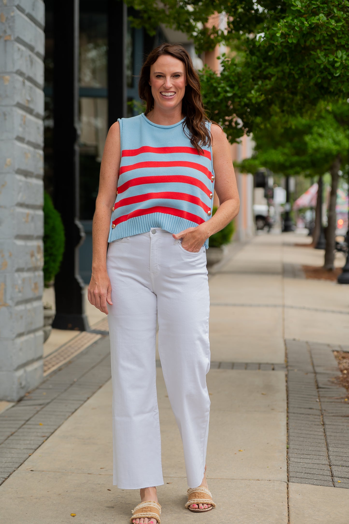 Just Black Scissor Cut Slim Palazzo- Optic White