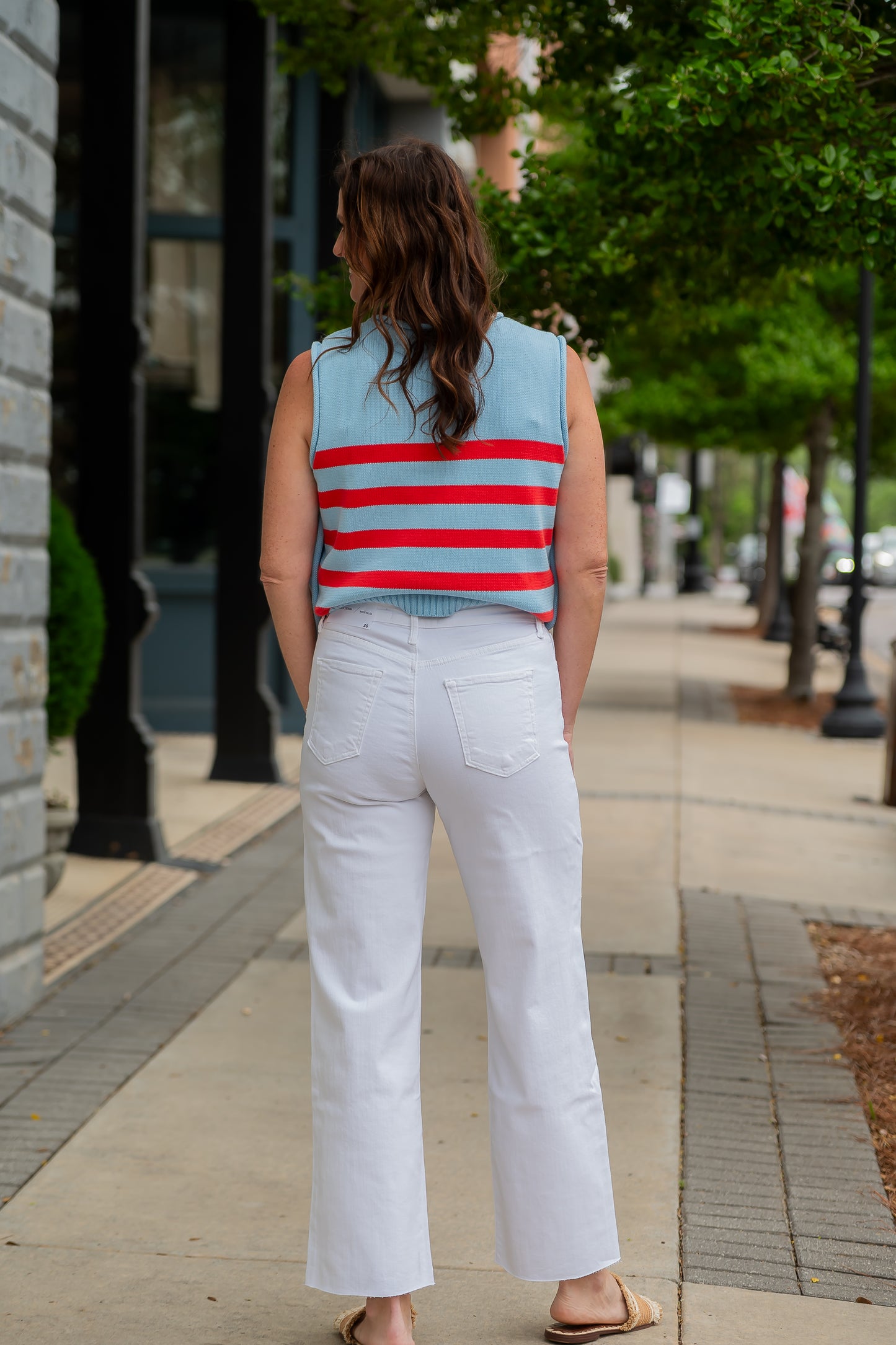 Just Black Scissor Cut Slim Palazzo- Optic White