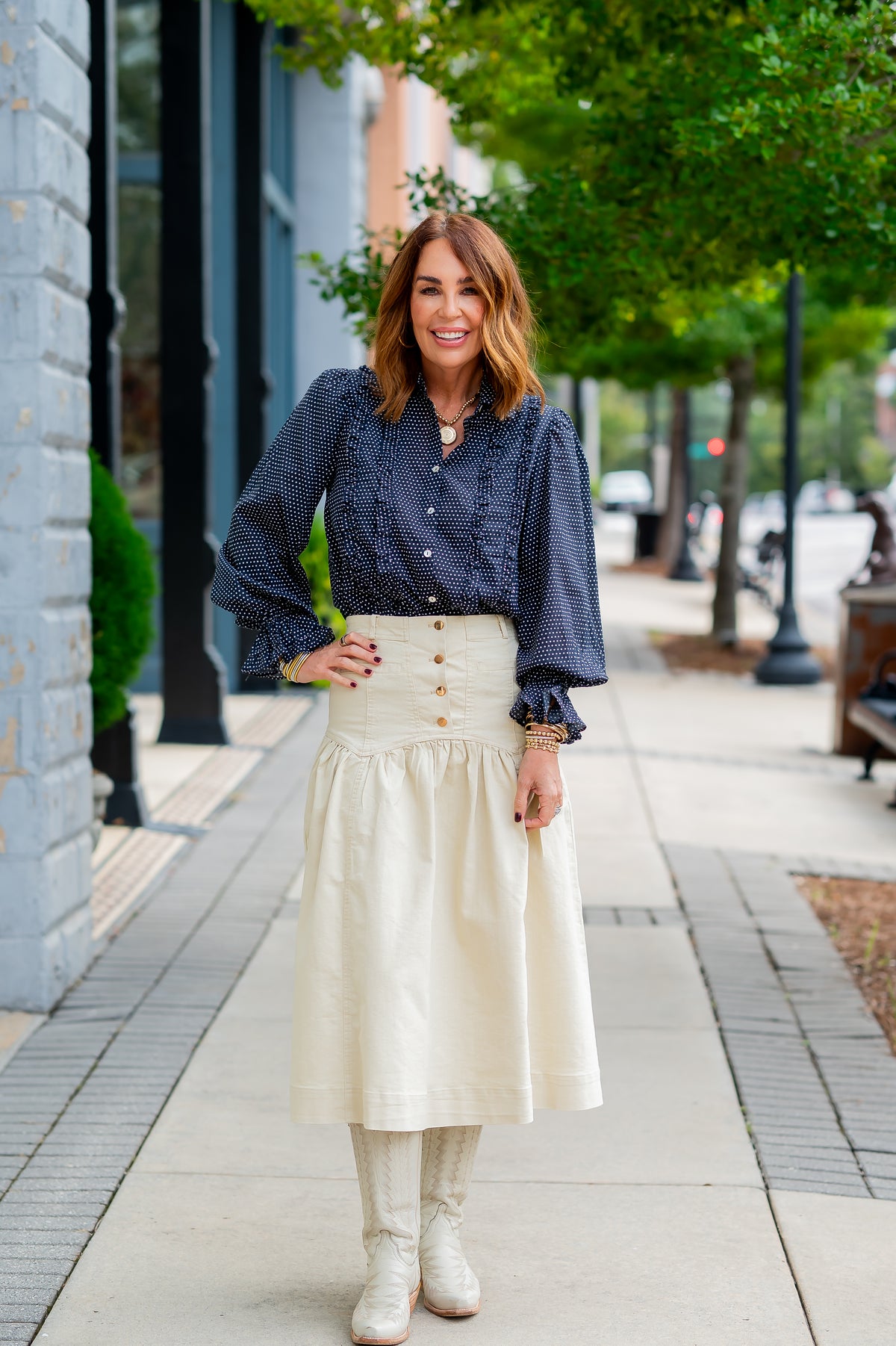 Arwood Navy Polka Dot Shirt
