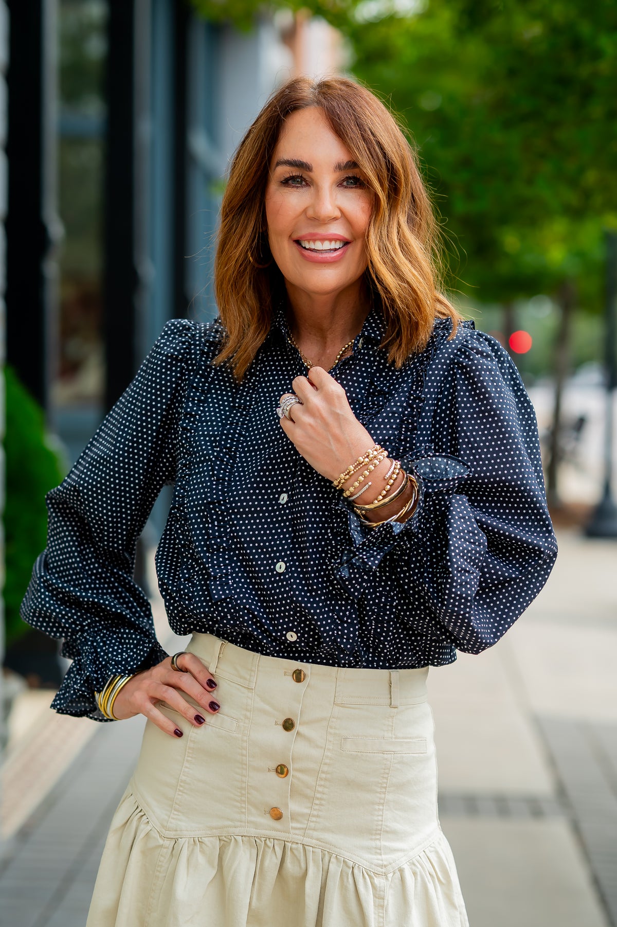 Arwood Navy Polka Dot Shirt