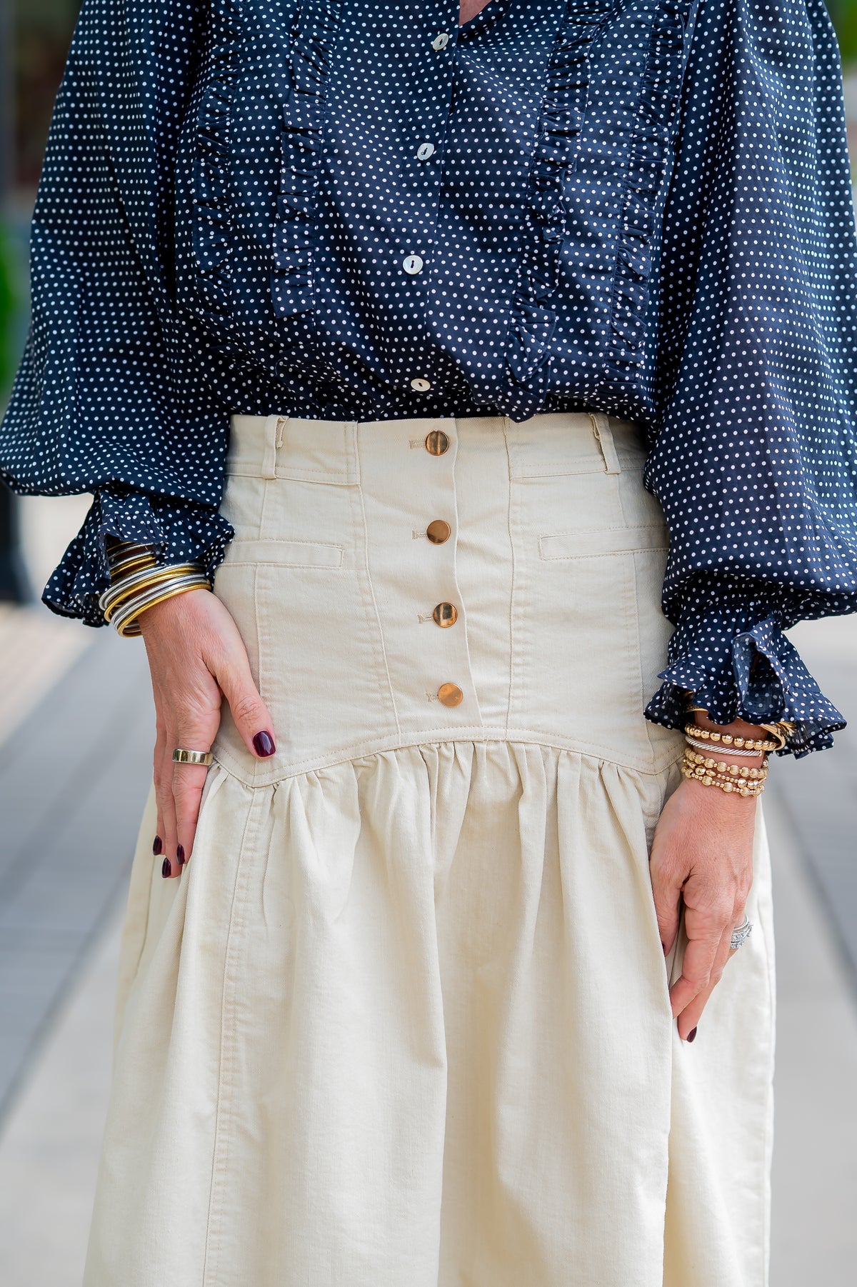 Janna Cream Denim Skirt