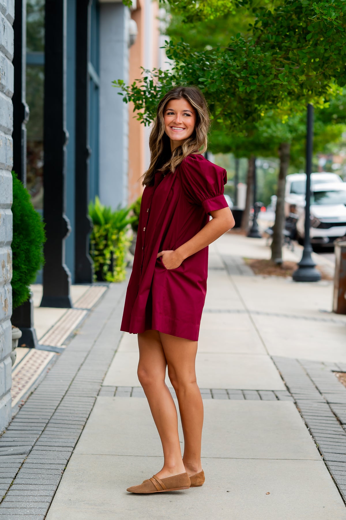 Rorabeth Burgundy Dress