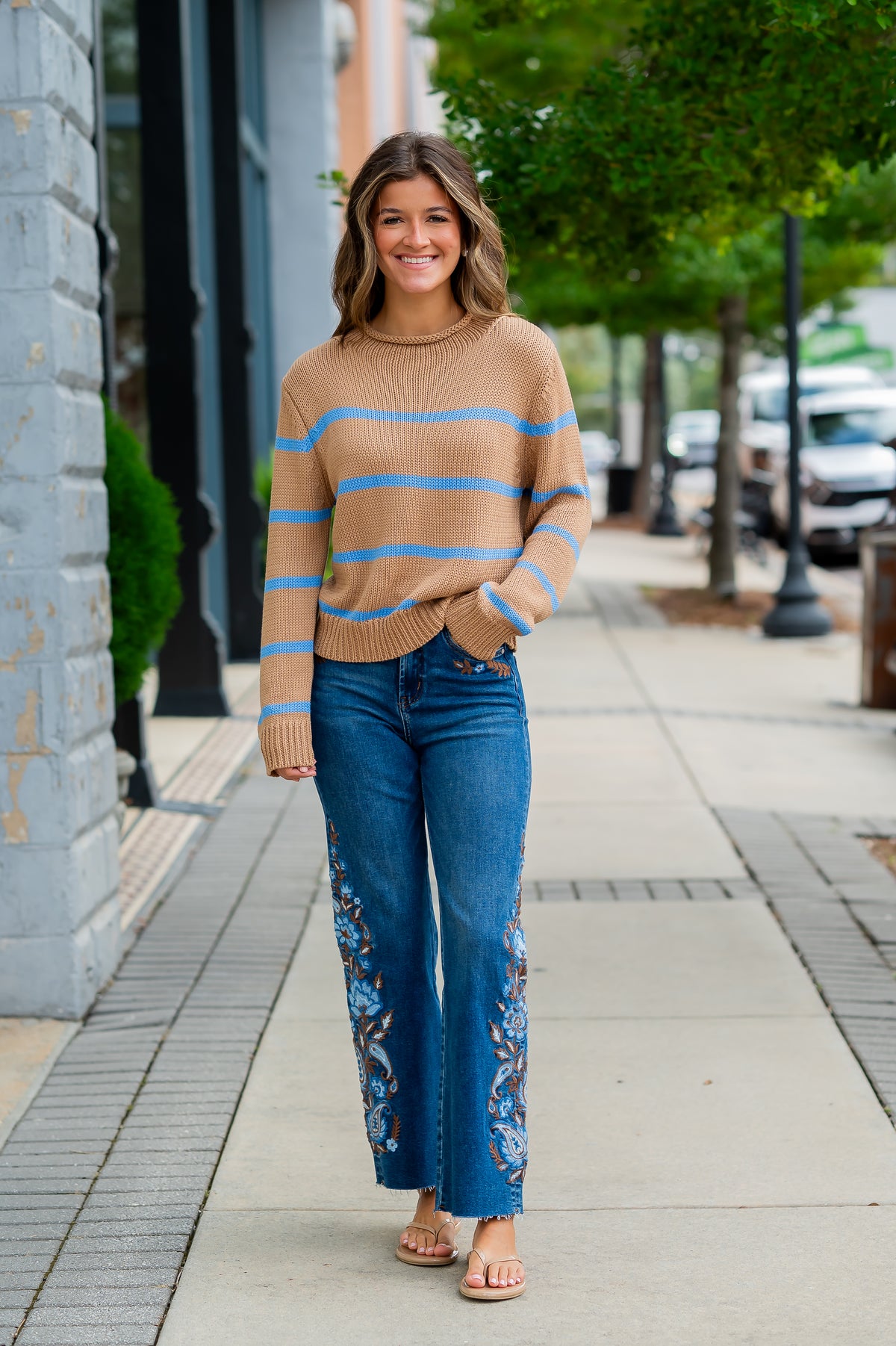 Mavis Stripe Sweater-Camel